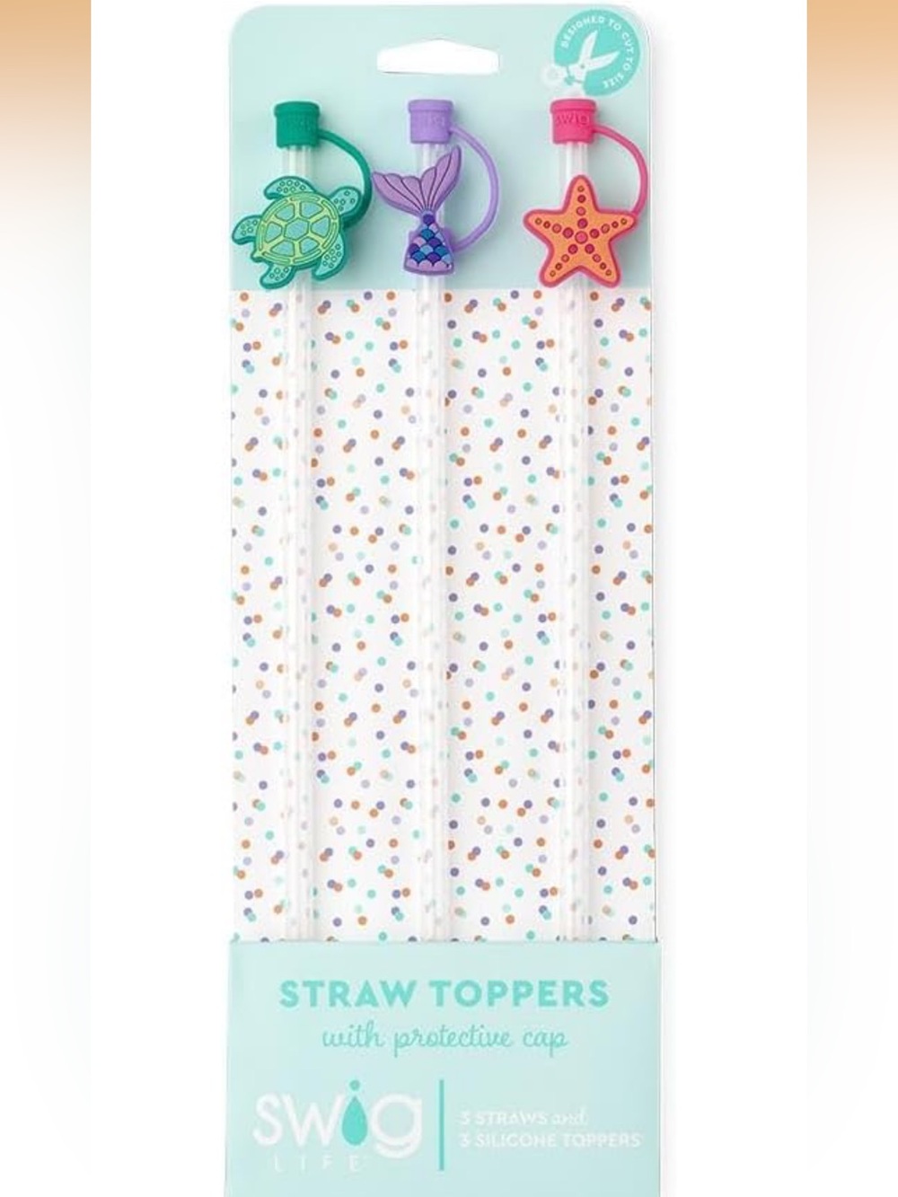 NWT Swig Mermaid, Turtle & Starfish Straw Toppers - Multi-Color